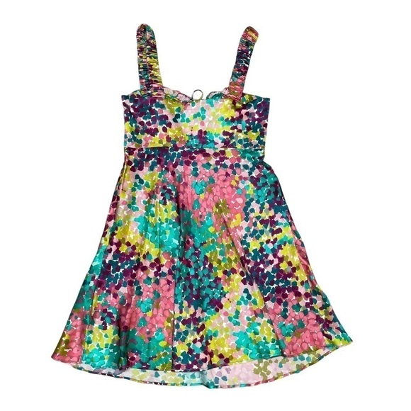 Nicholas NWT 100% Silk Satin Simie Gathered Confetti Multicolor Mini Dress 2, XS - Picture 8 of 15